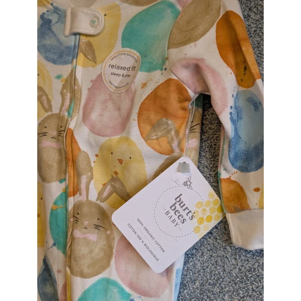 Burt's Bees Baby Size 3-6M Easter Friends Organic Cotton Footed Play Sleep Suit
